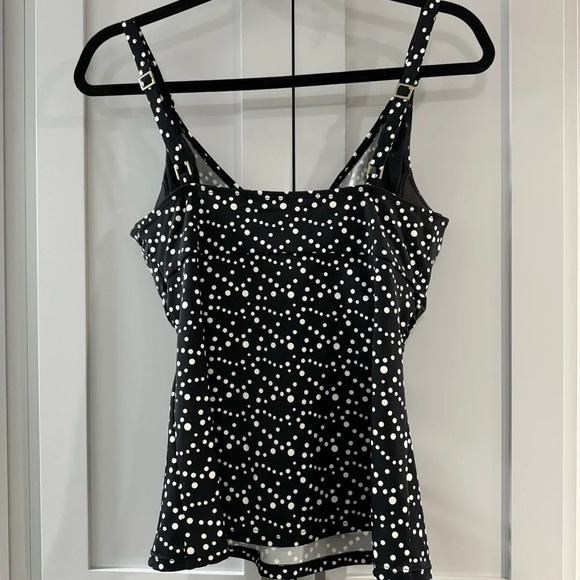 Jantzen Black & White Polka Dot Tankini Top with Built in Support Bra‎ sz 34D/DD - Picture 2 of 11